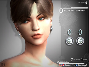 Sims 4 — One Pearl Diamond Earrings by Mazero5 — One Big Pearl with Diamonds that surrounds it Female 7 Swatches to