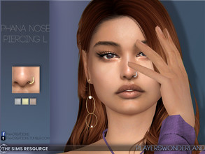 Sims 4 — Phana Nose Piercing L by PlayersWonderland — Another new and unique looking nose piercing. Coming in 3 metal
