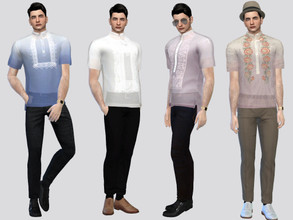 Sims 4 — Filipino Barong Tagalog (Short Sleeve) by McLayneSims — TSR EXCLUSIVE Standalone item 7 Swatches MESH by Me NO