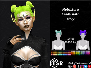 Sims 4 — Retexture of Nixy hair by LeahLillith by PinkyCustomWorld — Futuristic, creative up-do buns hairstyle with a