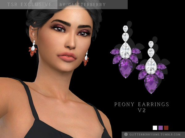 Sims 4 — Peony Earrings v2 by Glitterberryfly — Diamond and gemstone earrings