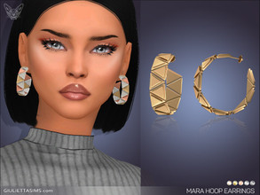 Sims 4 — Mara Hoop Earrings by feyona — Mara Hoop Earrings come in 4 colors of metal: yellow gold, white gold, rose gold,
