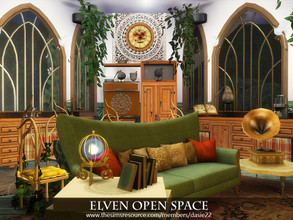Sims 4 — Elven Open Space by dasie22 — Elven Open Space is a charming room built on an octagonal plan. The room contains