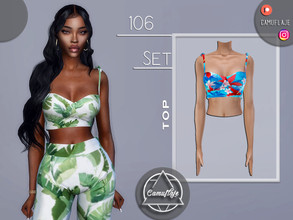 Sims 4 — SET 106 - Top by Camuflaje — Fashion tropical set that includes a top & pants ** Part of a set ** * New mesh