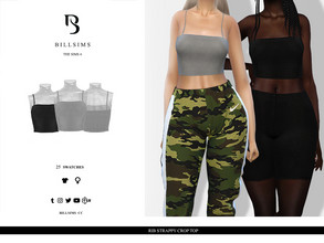 Sims 4 — Rib Strappy Crop Top by Bill_Sims — This top features a ribbed material with a strappy design and a cropped