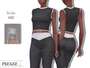 Sims 4 — Two Tone Shirt by pizazz — Two-Tone Shirt / top tank. Sleep in style with soft fabric and the comfort of cotton.