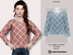 Sims 4 —  Top No.160 by _Akogare_ — Akogare Top No.160 - 8 Colors - New Mesh (All LODs) - All Texture Maps - HQ