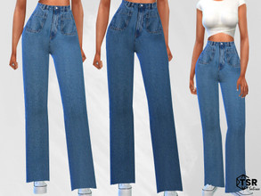 Sims 4 — Wide Leg Front Pocket Detail Mom Jeans by saliwa — Wide Leg Front Pocket Detail Mom Jeans