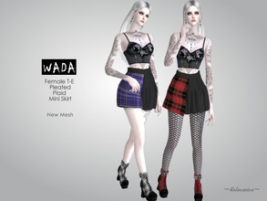Sims 4 — WADA - Pleated Mini Skirt by Helsoseira — Style : WADA Name : Pleated and plaid mini skirt Sub part Type : Skirt