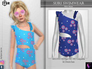 Sims 4 — Suri Swimwear by KaTPurpura — Full Body Swimsuit with Ruffle Straps and Cut Out Waist