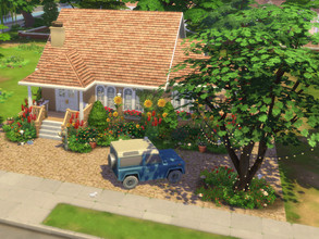 Sims 4 — Red Gladioli no cc by sgK452 — Pretty little house with swimming pool for a couple, flower garden, possibility