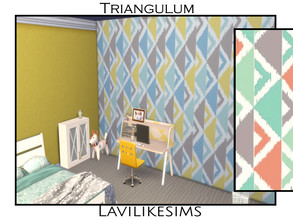 Sims 4 — Triangulum by lavilikesims — A geometrical wallpaper featuring fun colors. Base Game Friendly.