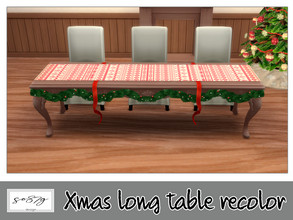 Sims 4 —  Xmas long table by so87g — cost: 850$, you can find it in surfaces - dining table NEW features of the object: