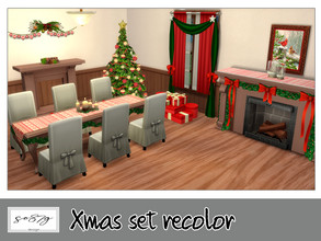 Sims 4 — Xmas set recolor by so87g — - Vintage wooden floor: cost: 10$, 5 color, you can find it in floor - wood NEW