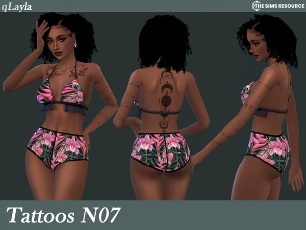 Sims 4 — Tattoos N07 by qLayla — The tattoos are : - base game compatible - available from teen to elder The tattoos have