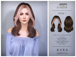 Sims 4 — Aura Style 1 (Hairstyle) by Ade_Darma — Aura Hairstyle - Style 1 Dual tone strands can be downloaded separately,