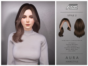 Sims 4 — Aura Style 2 (Hairstyle) by Ade_Darma — Aura Hairstyle - Style 2 Dual tone strands can be downloaded separately,