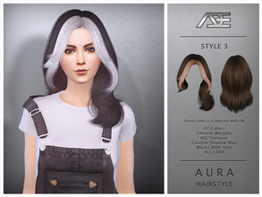 Sims 4 — Aura Style 3 (Hairstyle) by Ade_Darma — Aura Hairstyle - Style 3 Dual tone strands can be downloaded separately,