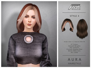 Sims 4 — Aura Style 4 (Hairstyle) by Ade_Darma — Aura Hairstyle - Style 4 Dual tone strands can be downloaded separately,