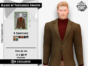 Sims 4 — Blazer with Turtleneck Sweater by David_Mtv2 — - For teen to elder; - 8 swatches; - New mesh with all LODs; -