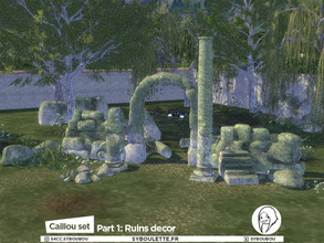 Sims 4 — Caillou set - Part 1: Ruins decor props by Syboubou — This set started as a landscaping pack to get more rocks