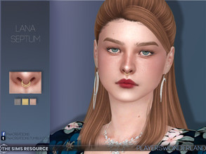 Sims 4 — Lana Septum by PlayersWonderland — A double septum piece with 3 metal colors included. Left nose ring category