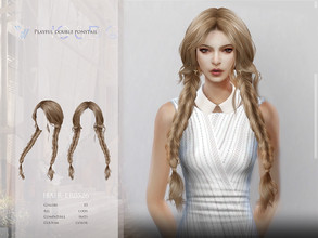 Sims 4 — Playful double ponytail - ER0526 by wingssims — Colors:15 All lods Compatible hats Support custom editing hair