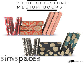Sims 4 — Poco Bookstore - medium books 1 by simspaces — Part of the Poco Bookstore set: fill up those bookstore shelves