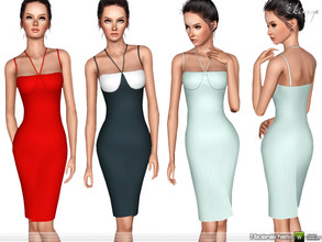 Sims 3 — Ribbed-Knit Dress by ekinege — A ribbed knit dress featuring two sets of slim straps and has defined cups. 2