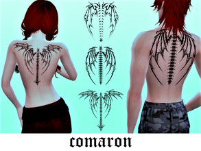 Sims 4 — Tribal Devilwings Tattoos by comaron — 3 swatches for male and memale found in: Tattoos
