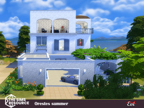 Sims 4 — Orestes summer _TSR only CC by evi — A summer house with two bedrooms , a small private pool, a bbq area.