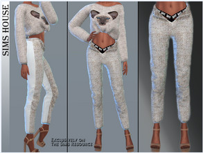 Sims 4 — Women's unbuttoned print pants by Sims_House — 10 options. Women's unbuttoned print pants for The Sims 4 game.