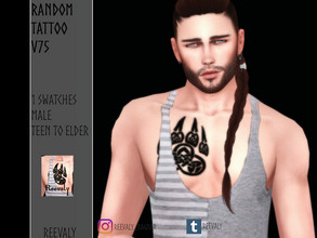 Sims 4 — Random Tattoo V75 by Reevaly — 1 Swatches. Teen to Elder. Male. Base Game compatible. Please do not reupload.