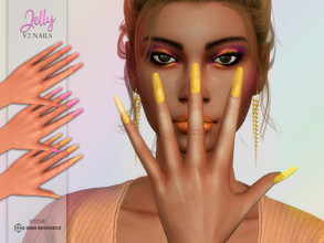 Sims 4 — Jelly Nails V2 by Suzue — -New Mesh (Suzue) -12 Swatches -For Female (Teen to Elder) -Nails Category -HQ