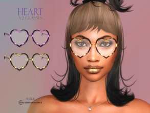 Sims 4 — Heart Glasses V2 by Suzue — -New Mesh (Suzue) -10 Swatches -For Female and Male (Teen to Elder) -HQ Compatible