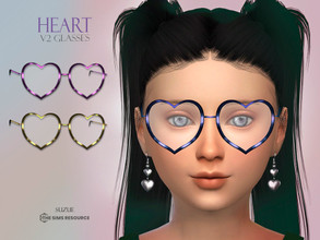 Sims 4 — Heart Glasses V2 Child by Suzue — -New Mesh (Suzue) -10 Swatches -For Female and Male (Child) -HQ Compatible
