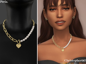 Sims 4 — Perla Necklace by christopher0672 — This is a cute half chunky chain half pearl chain necklace with a toggle