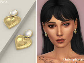 Sims 4 — Perla Earrings by christopher0672 — This is a darling pair of big heart pendant earrings hanging from a pearl