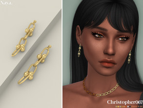 Sims 4 — Naya Earrings by christopher0672 — This is a fun and classy pair of dangling U-link chain earrings. 8 Colors New