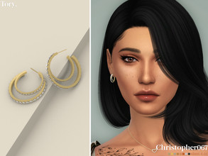 Sims 4 — Tory Earrings by christopher0672 — This is a lovely little pair of double hoop earrings with diamonds alllllll