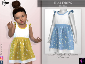 Sims 4 — Ilai Dress by KaTPurpura — Short sleeveless infant dress with ruffled edges and white sections