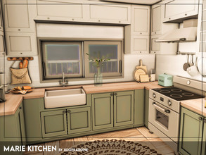 Sims 4 — Marie Kitchen (TSR only CC) by xogerardine — Small kitchen with pantry space.