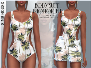 Sims 4 — MONOKINI by Sims_House — 12 options. Monokini swimsuit and tuck-in top for The Sims 4.