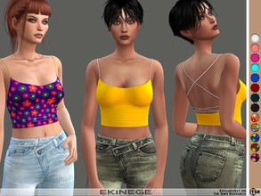 Sims 4 — Strappy Back Top by ekinege — Top with open, strappy back. 15 different colors.