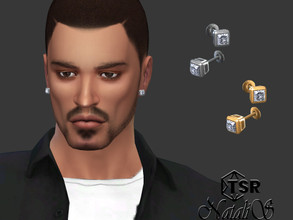 Sims 4 — Unisex bezel princess stud earrings by Natalis — Unisex bezel princess stud earrings. 3 metal color options.