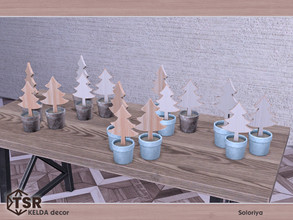 Sims 4 — Kelda Decor. Mini Trees by soloriya — Wooden mini trees. Part of Kelda Decor set. 5 color variations. Category: