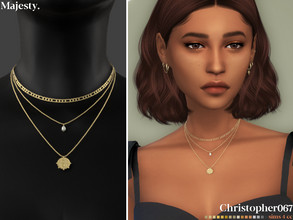 Sims 4 — Majesty Necklace by christopher0672 — This is a fun set of 3 layered necklaces: 1 long ancient coin pendant