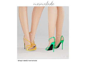 Sims 4 — [PATREON] Strappy Stiletto Heel Sandals by mermaladesimtr — New Mesh 15 Swatches All Lods Teen to Elder For