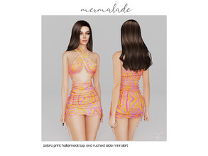 Sims 4 — [PATREON] Zebra Print Ruched Side Mini Skirt by mermaladesimtr — New Mesh 3 Swatches All Lods Teen to Elder For