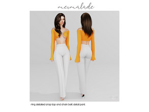 Sims 4 — [PATREON]  Ring Detailed Crop Top by mermaladesimtr — New Mesh 5 Swatches All Lods Teen to Elder For Female
